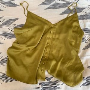 TOPSHOP Chartreuse Silk Button Down Cami